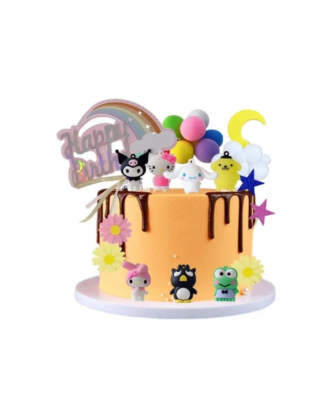 36pcs. Hello Kitty & Friends Cake Topper Set With Rainbow Theme For Birthday Par